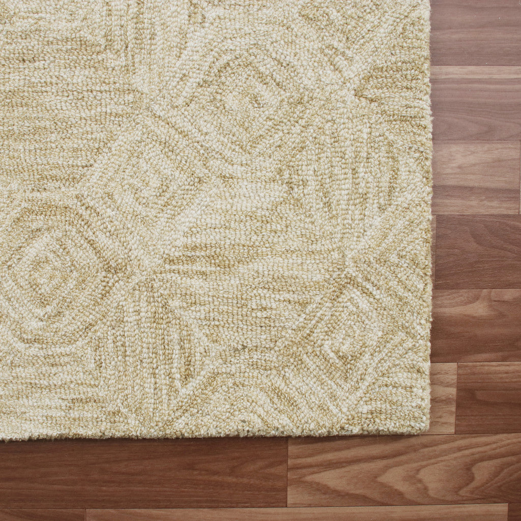 8' x 10' Beige Wool Geometric Hand Tufted Area Rug