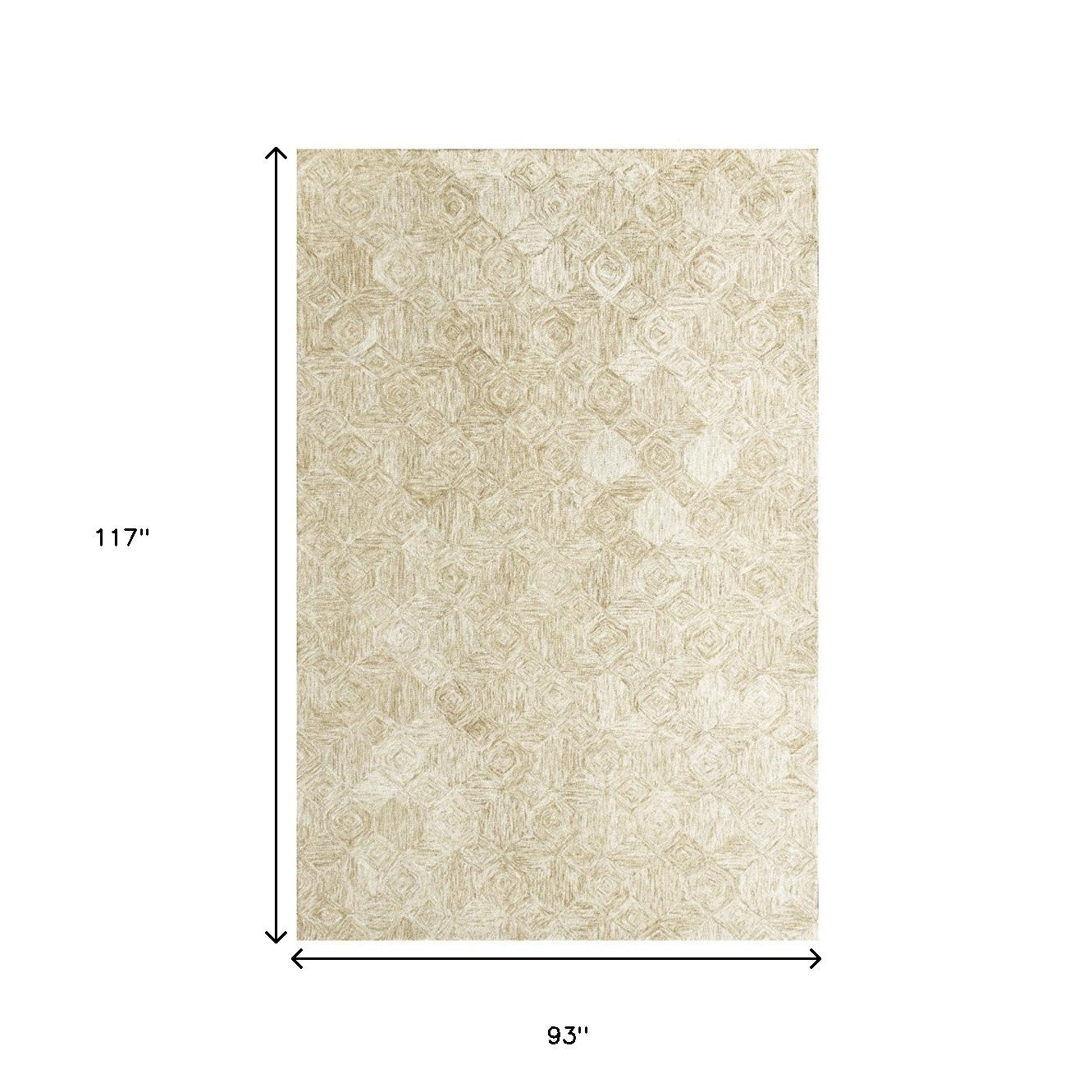 8' x 10' Beige Wool Geometric Hand Tufted Area Rug
