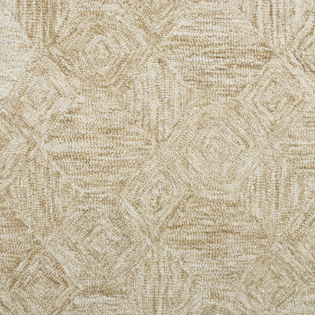 8' x 10' Beige Wool Geometric Hand Tufted Area Rug
