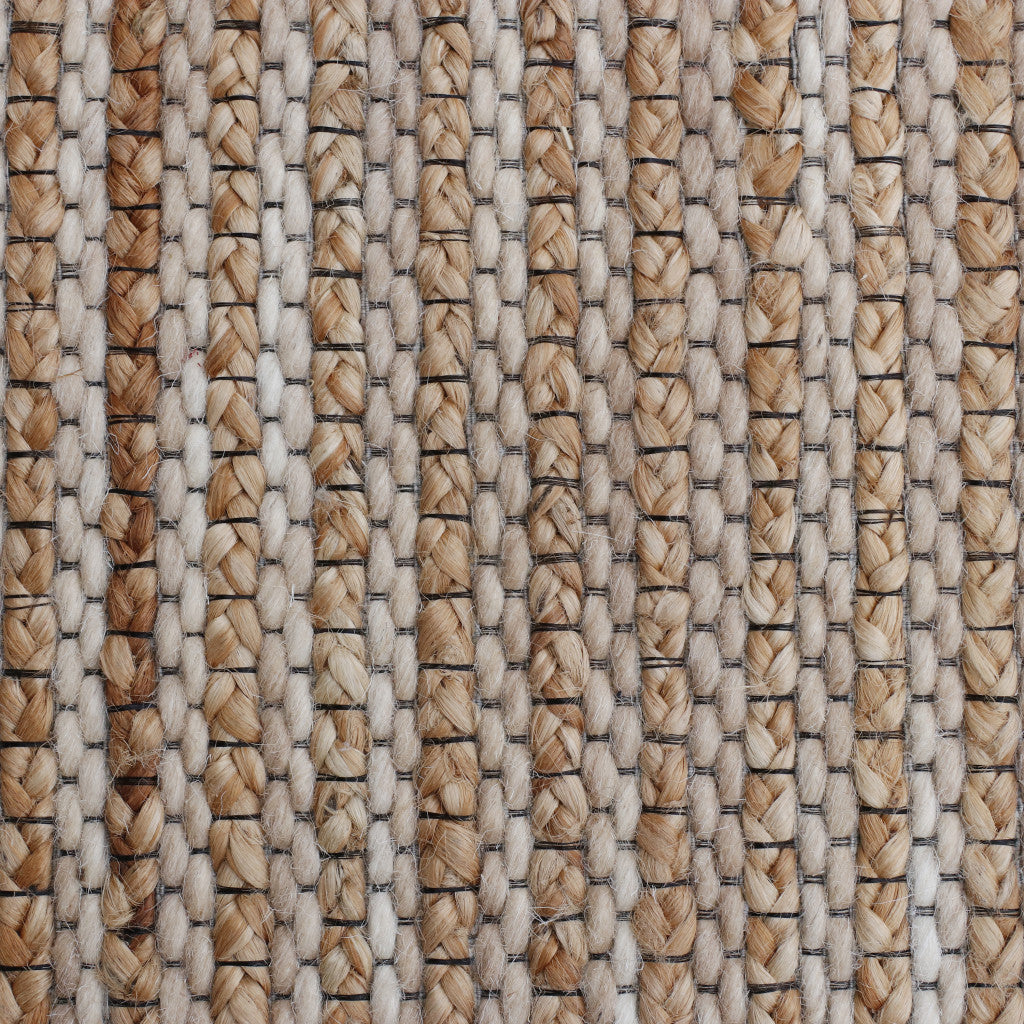 9' x 12' Beige Striped Hand Woven Area Rug