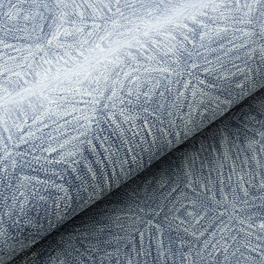 9' x 12' Blue Wool Geometric Hand Tufted Area Rug