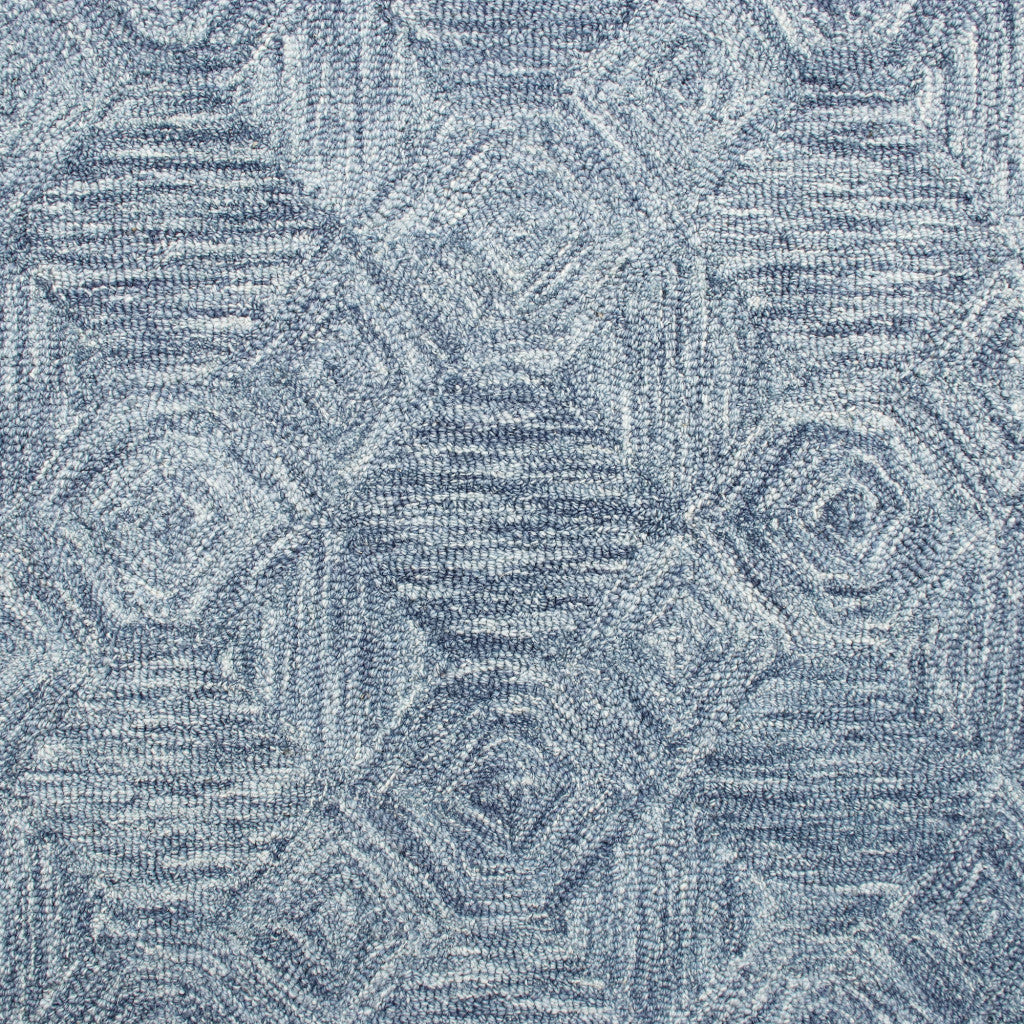 9' x 12' Blue Wool Geometric Hand Tufted Area Rug