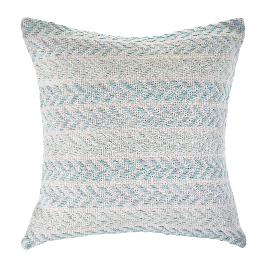 Set of Four 18" X 18" Blue Beach Chevron Cotton Zippered Pillow