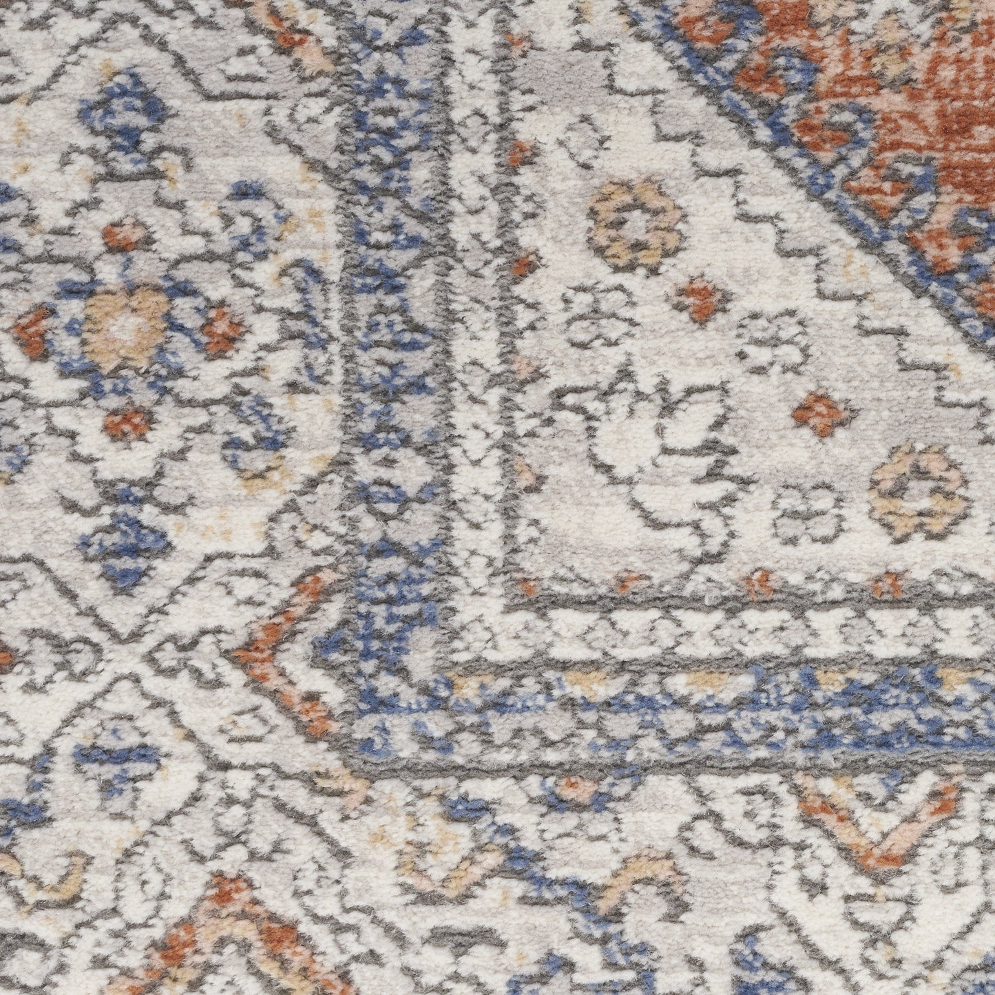 9' x 12' Blue and Beige Oriental Power Loom Area Rug