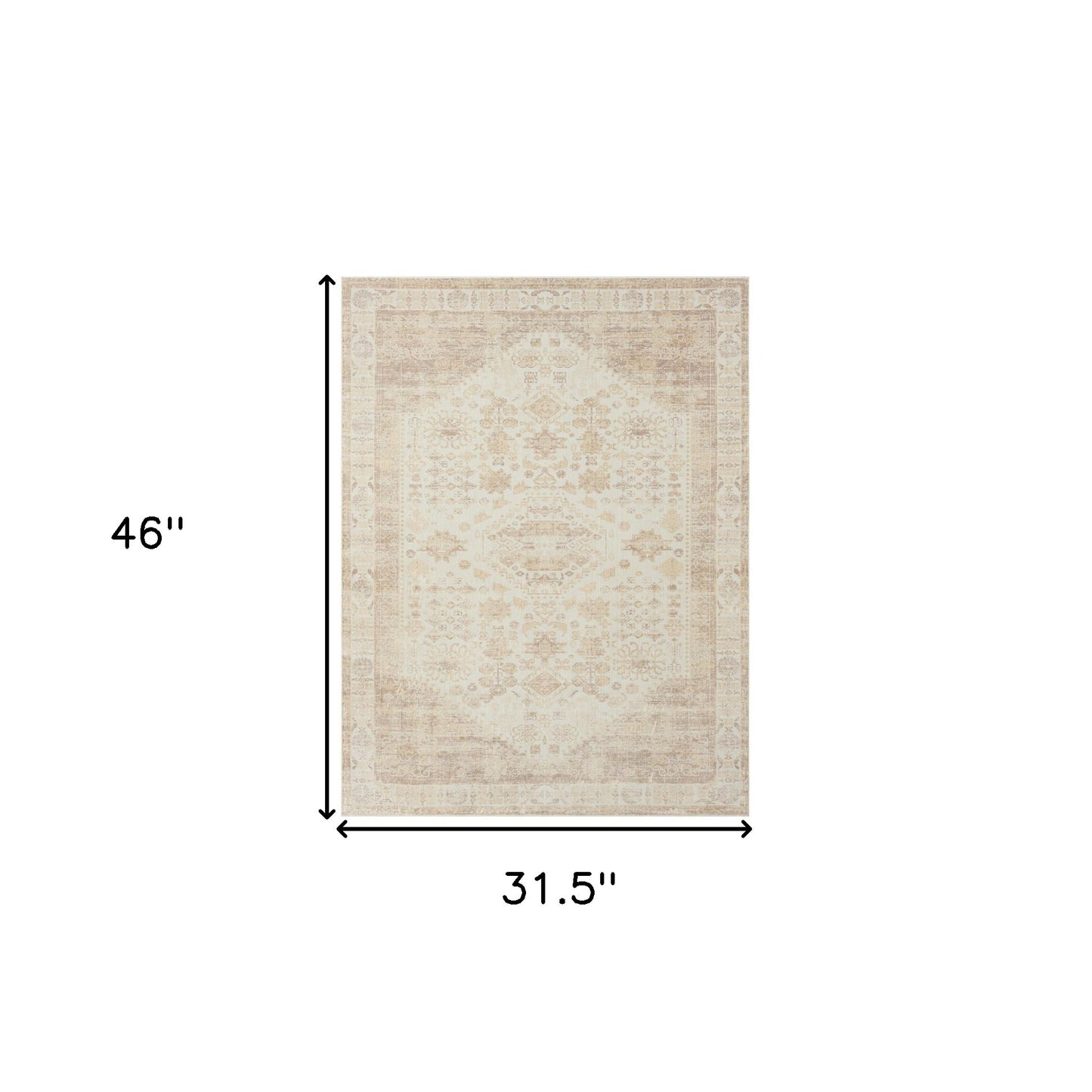 2' x 3' Beige Abstract Washable Non Skid Area Rug