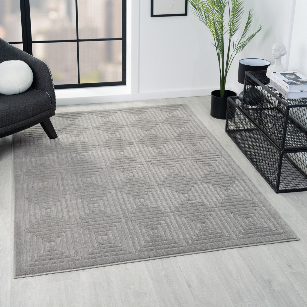 8' x 10' Gray Geometric Area Rug