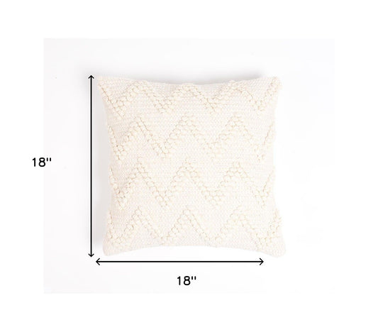 18" X 18" Off White Chevron Cotton Blend Pillow Cover With Texture