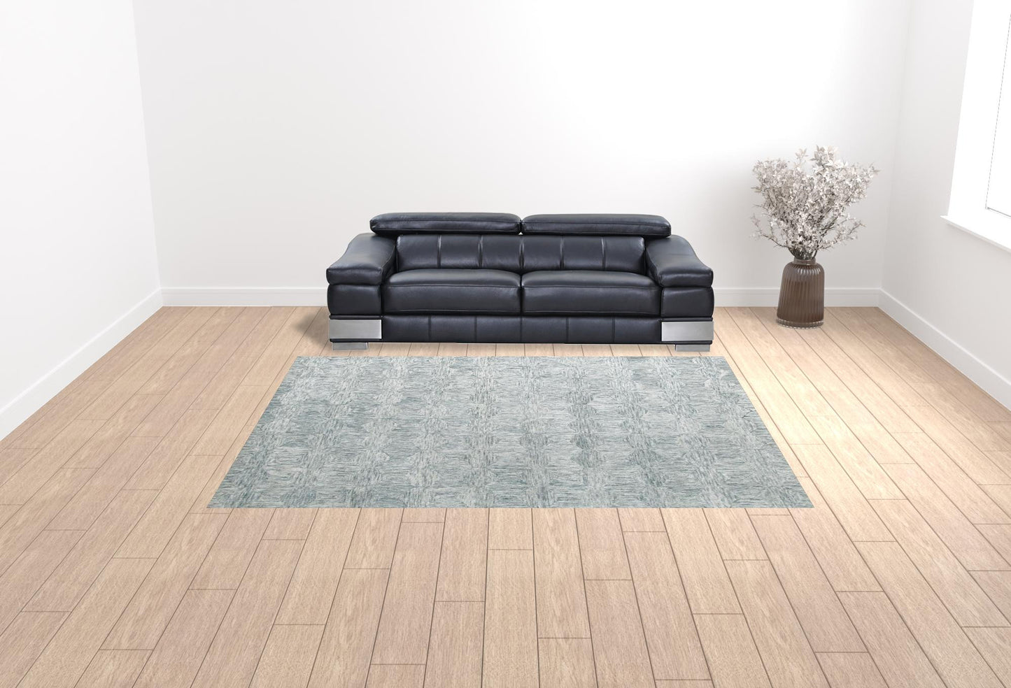9' x 12' Silver Wool Geometric Hand Tufted Area Rug