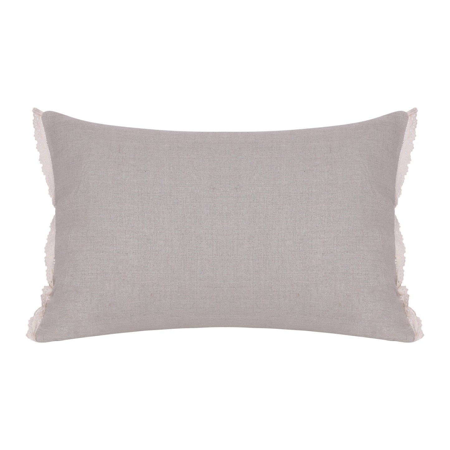 16" X 24" Natural and Ivory Botanical Linen Zippered Pillow With Embroidery