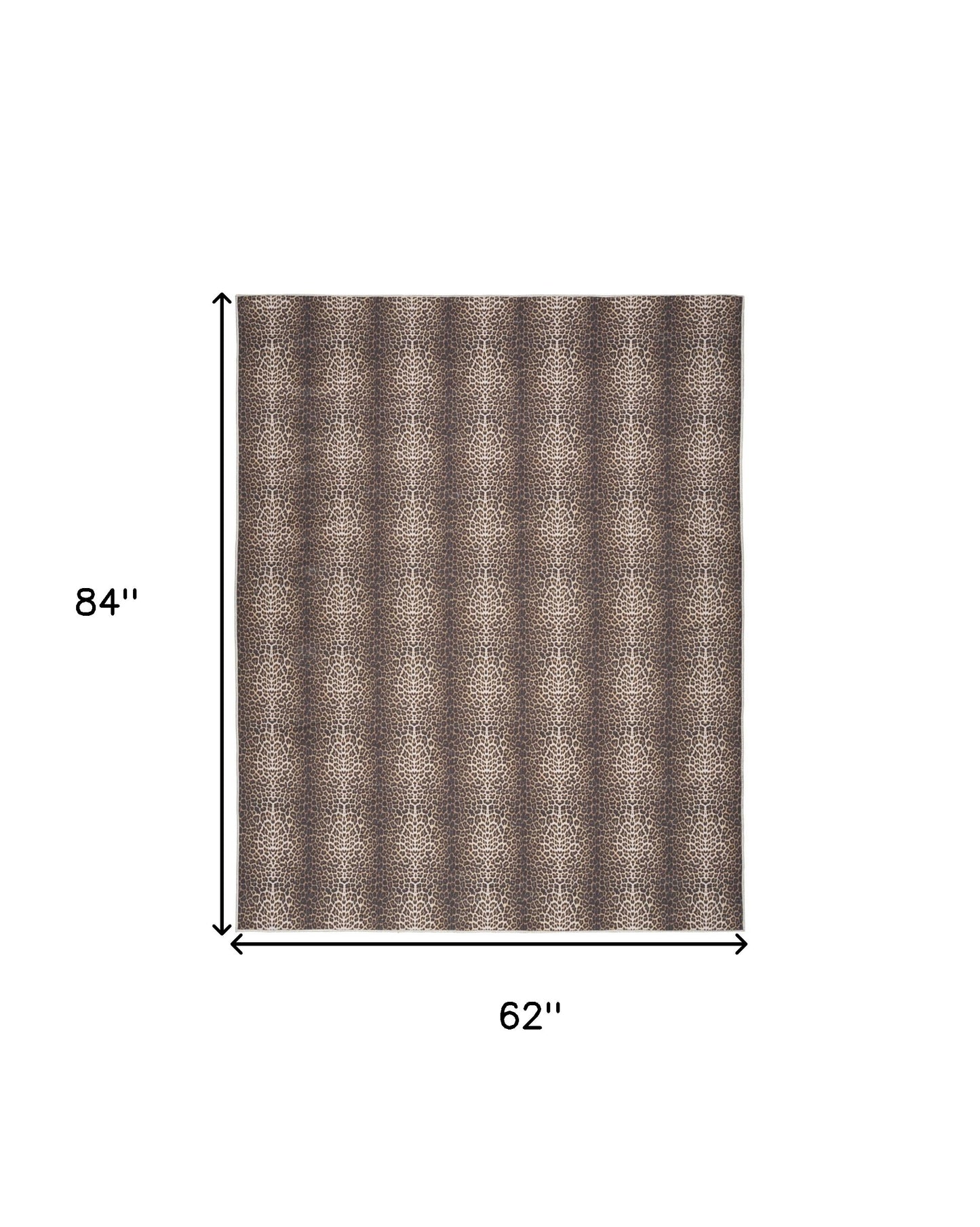 5' x 7' Brown and Ivory Leopard Print Power Loom Washable Non Skid Area Rug