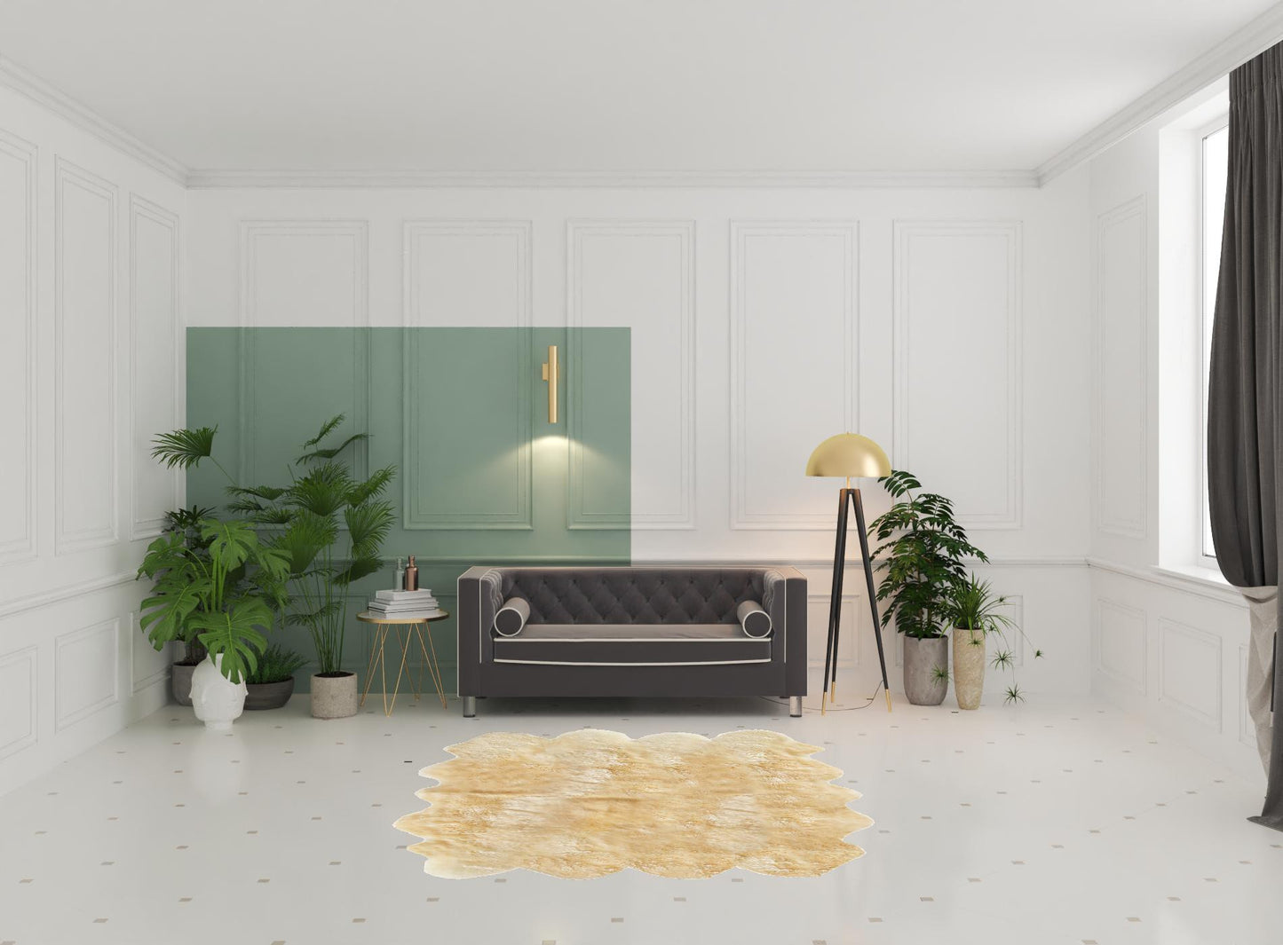 6' x 7' Gold Sheepskin Handmade Area Rug