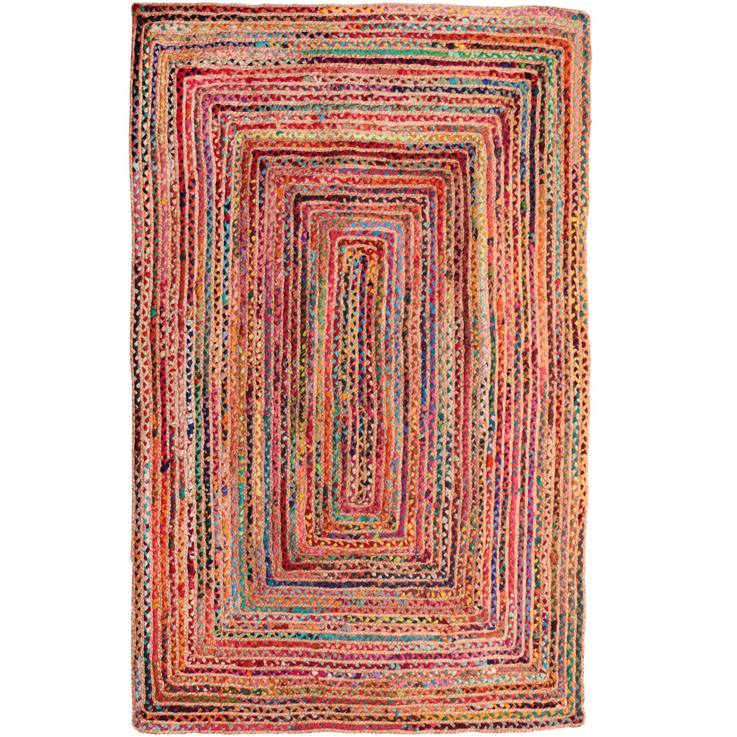 5' x 7' Tan Geometric Hand Braided Area Rug