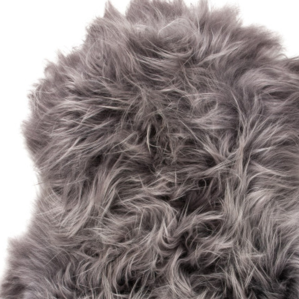 2' x 3' Gray Sheepskin Handmade Non Skid Area Rug