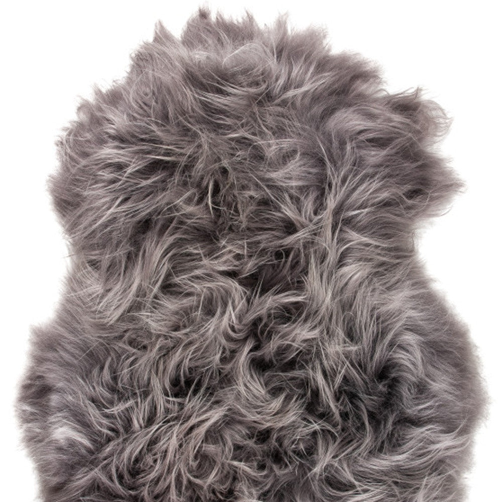 2' x 3' Gray Sheepskin Handmade Non Skid Area Rug