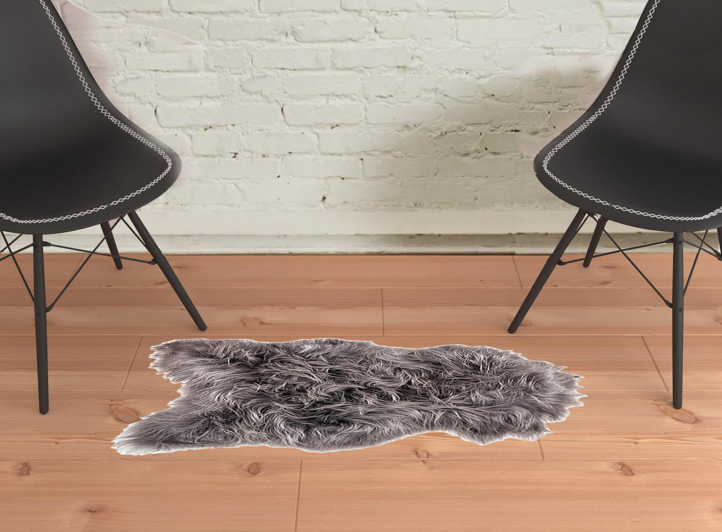 2' x 3' Gray Sheepskin Handmade Non Skid Area Rug