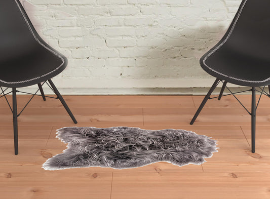 2' x 3' Gray Sheepskin Handmade Non Skid Area Rug