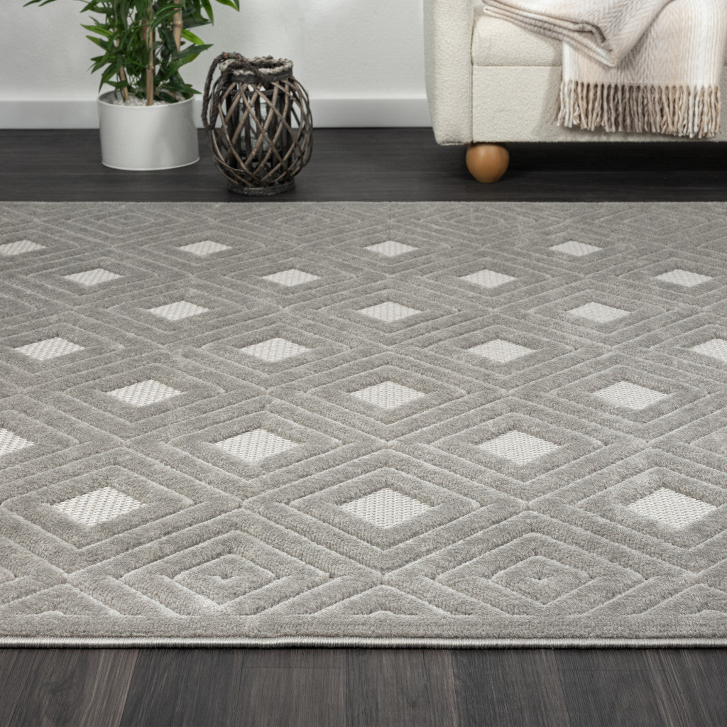 8' x 10' Gray Geometric Area Rug