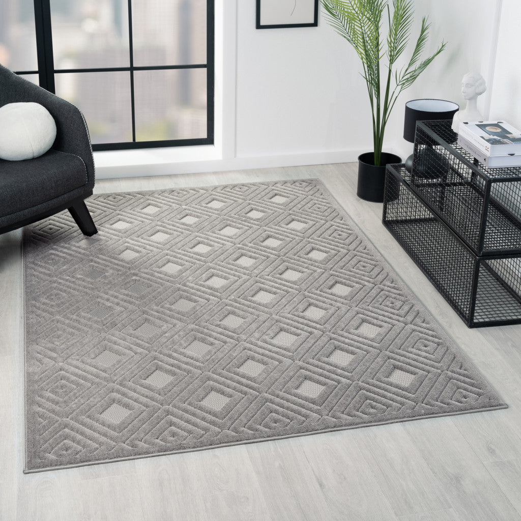 8' x 10' Gray Geometric Area Rug