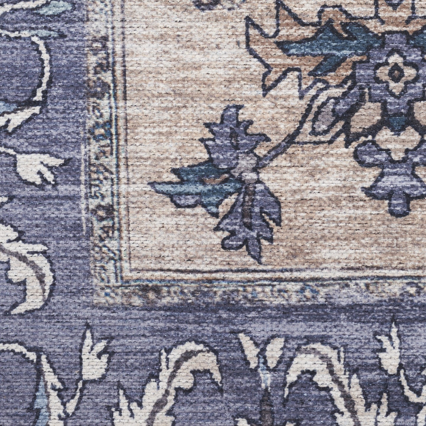 8' x 10' Blue and Green Oriental Power Loom Distressed Washable Non Skid Area Rug
