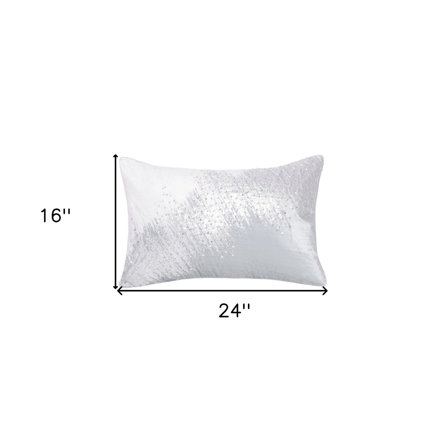 16" X 24" Ivory Abstract Polyester Zippered Pillow With Beads