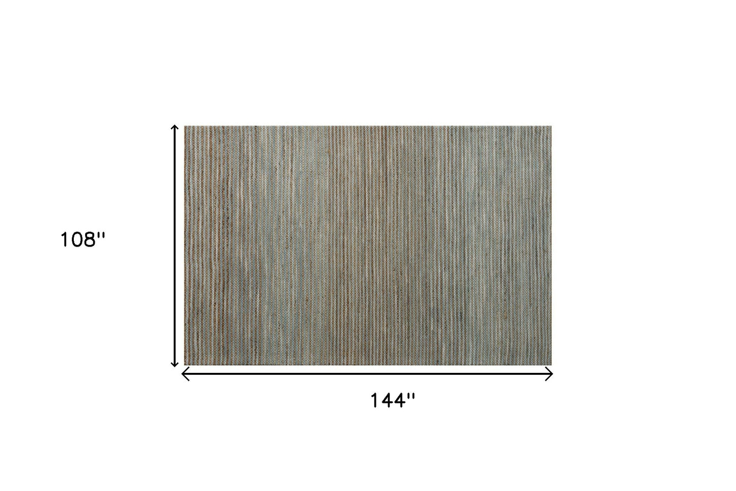 9' x 12' Blue Striped Hand Woven Area Rug