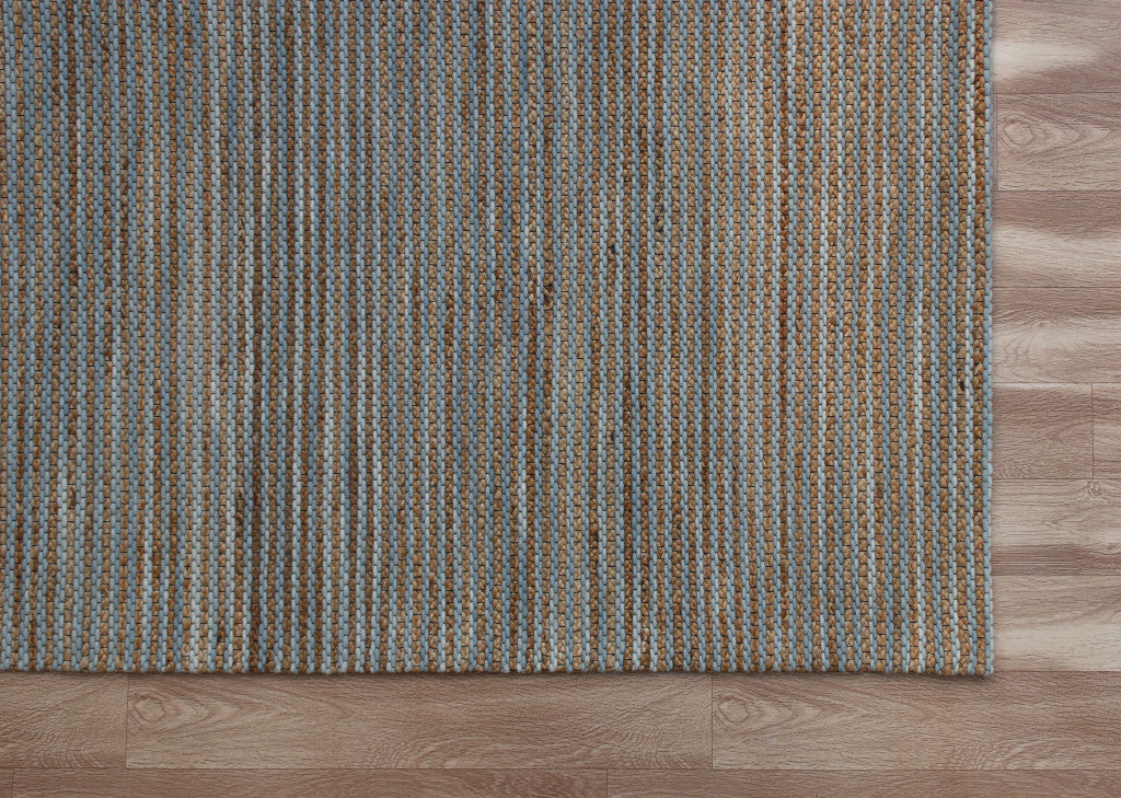 9' x 12' Blue Striped Hand Woven Area Rug