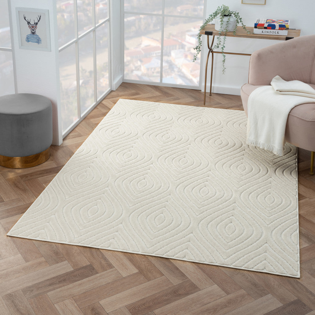 5' x 7' Ivory Trellis Area Rug