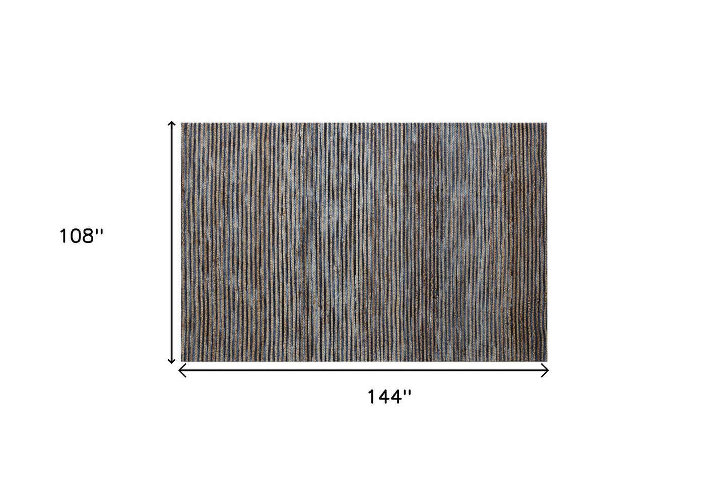 9' x 12' Blue Striped Hand Woven Area Rug