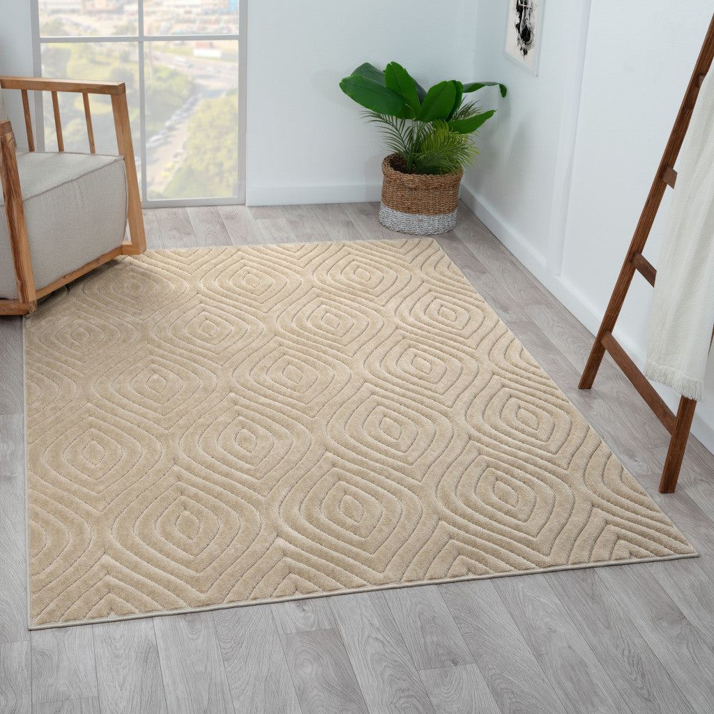 8' x 10' Beige Trellis Area Rug