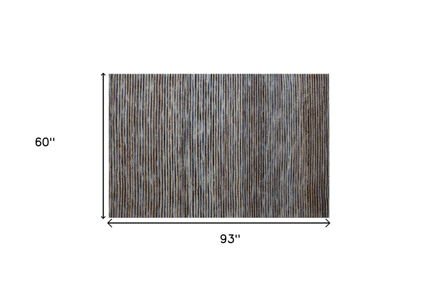 5' x 7' Blue Striped Hand Woven Area Rug