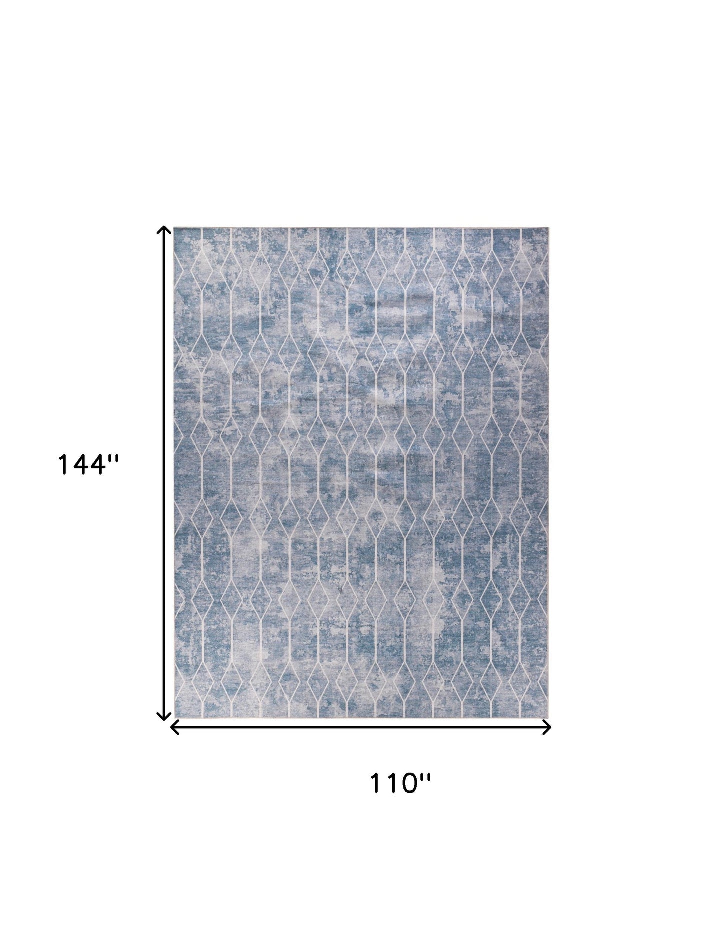 9' x 12' Blue and Gray Geometric Power Loom Washable Area Rug