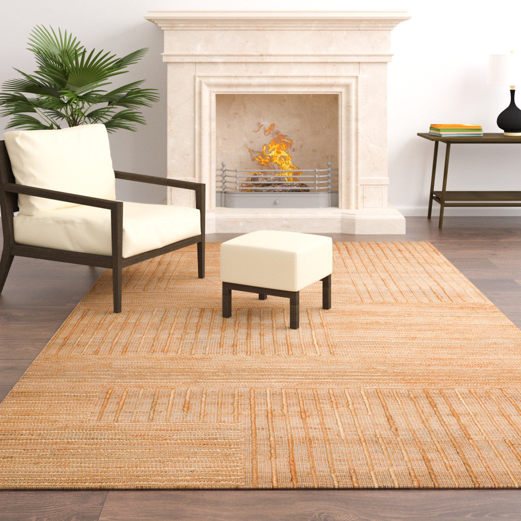 5' x 8' Brown Striped Hand Woven Area Rug