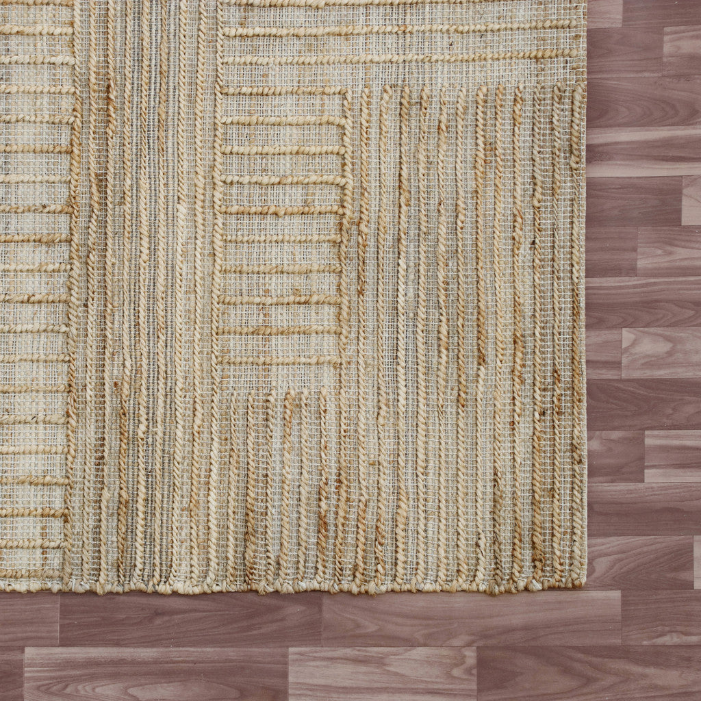5' x 8' Brown Striped Hand Woven Area Rug