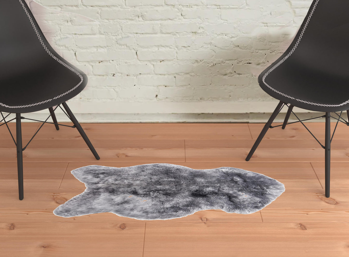 2' x 3' Gray Sheepskin Handmade Non Skid Area Rug