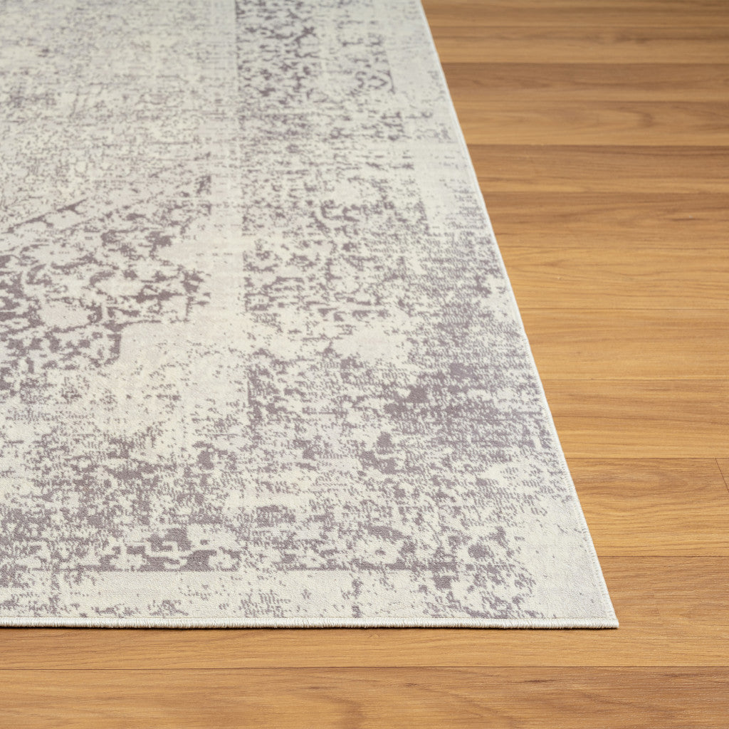 5' x 7' Gray Medallion Washable Non Skid Area Rug