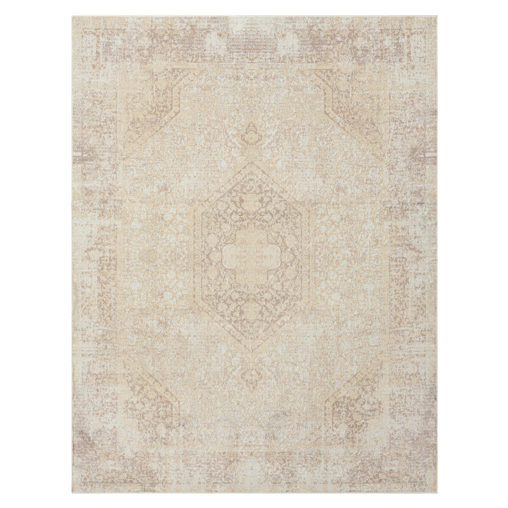 2' x 3' Beige Medallion Washable Non Skid Area Rug