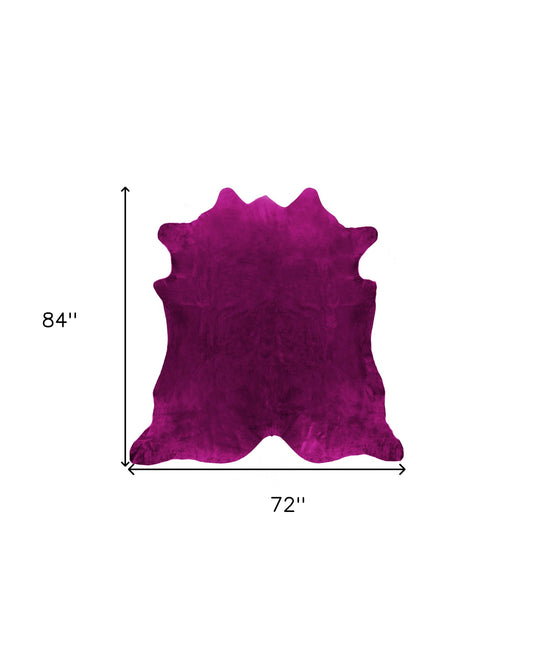 6' x 7' Purple Cowhide Hand Knotted Area Rug