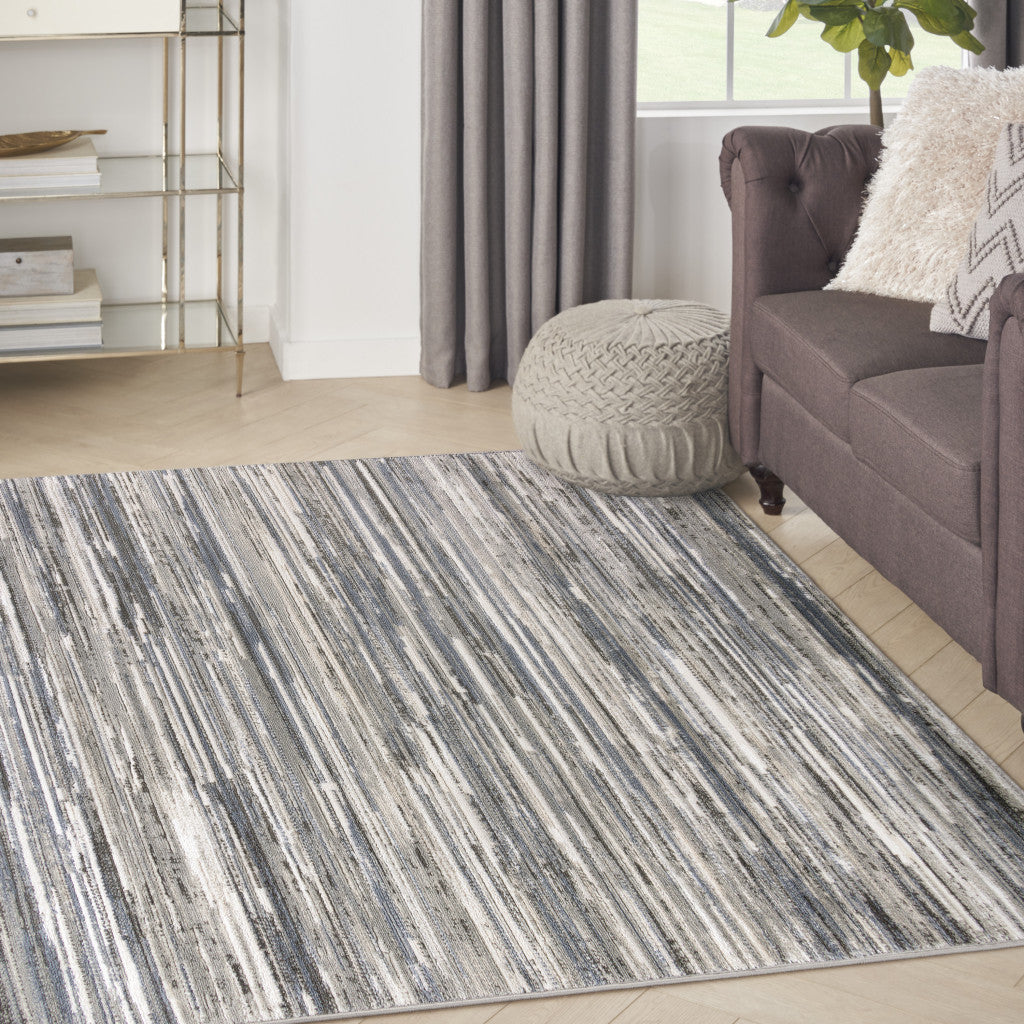 4' x 6' Cream Abstract Distressed Area Rug
