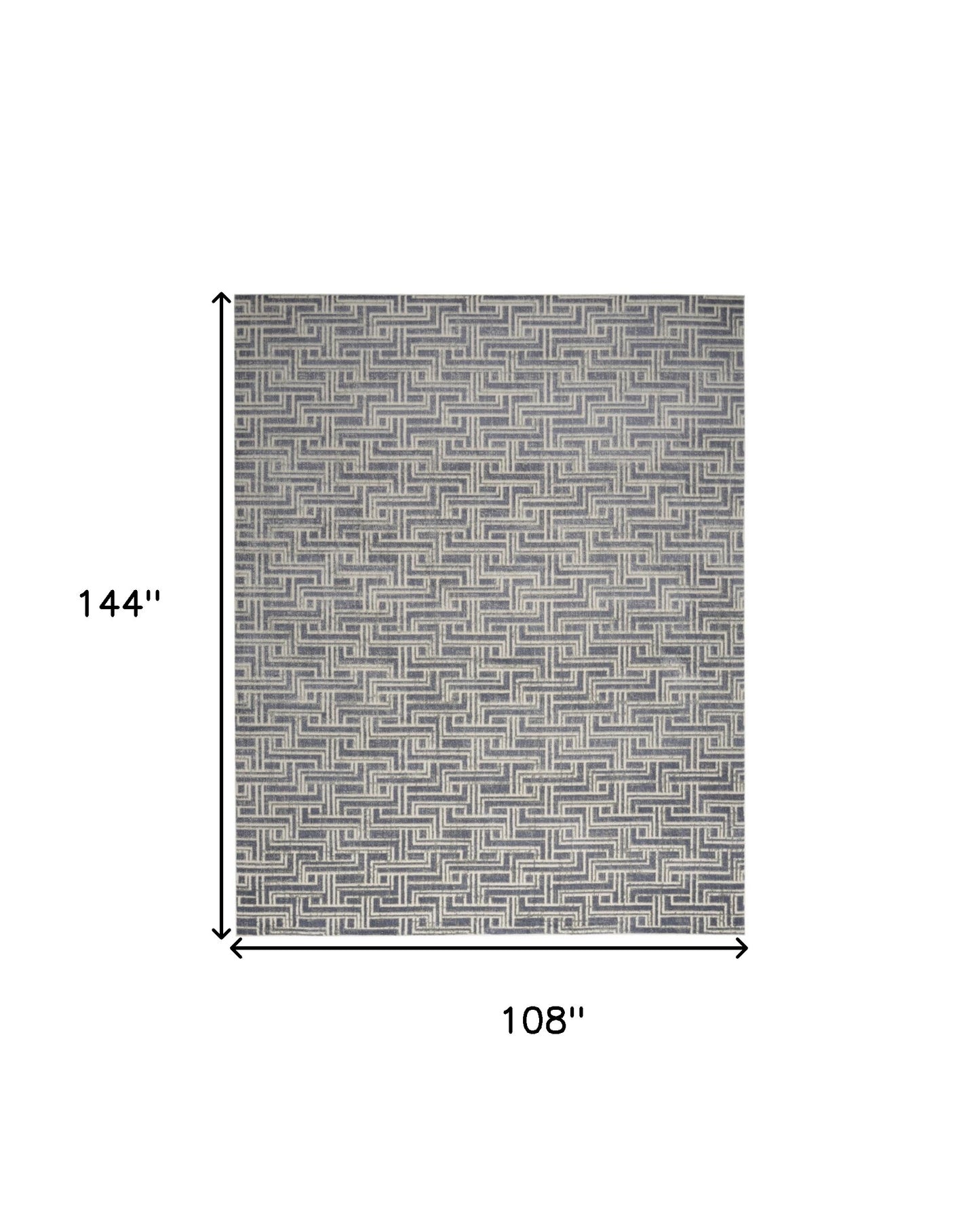 9' x 12' Blue Geometric Distressed Area Rug
