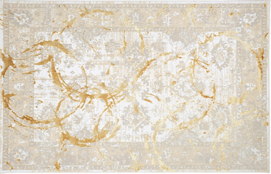 4' x 6' Gold Abstract Area Rug