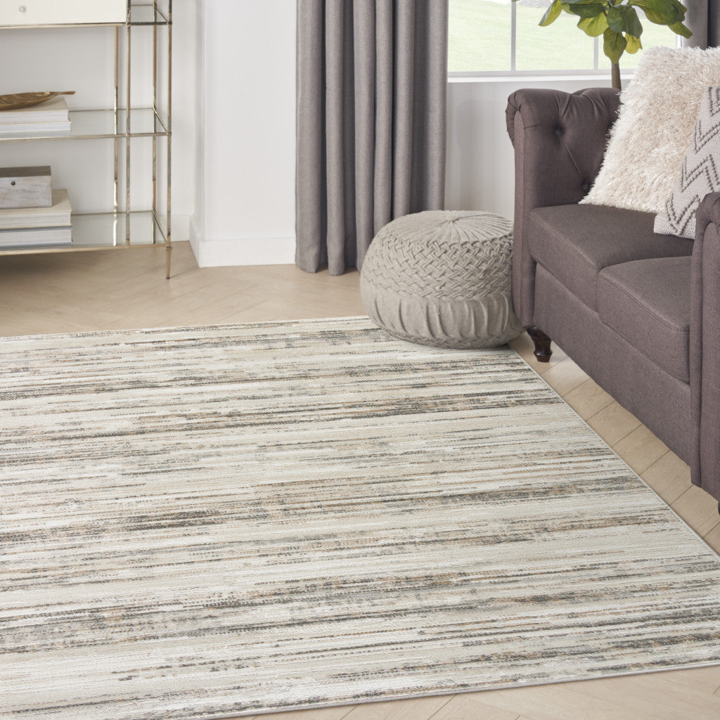 4' x 6' Cream Abstract Distressed Area Rug