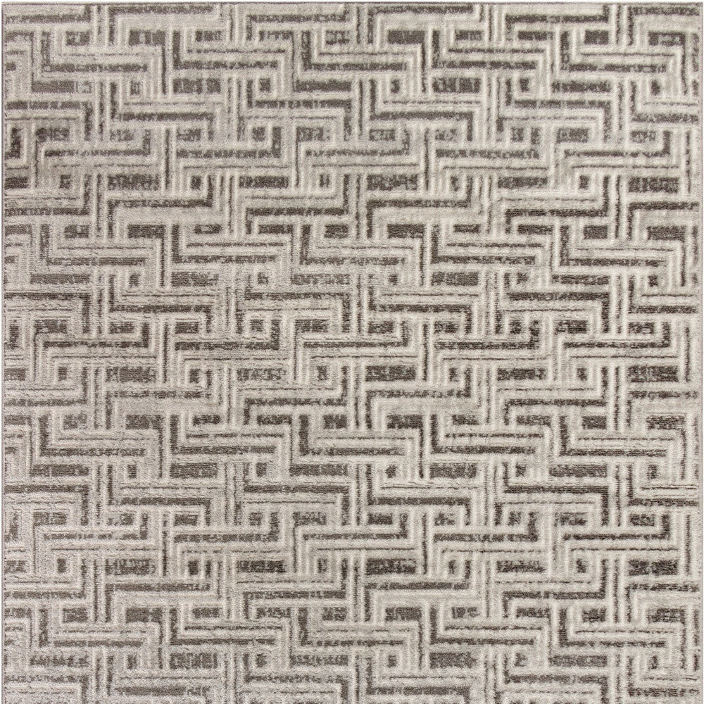 4' x 6' Gray Geometric Distressed Area Rug