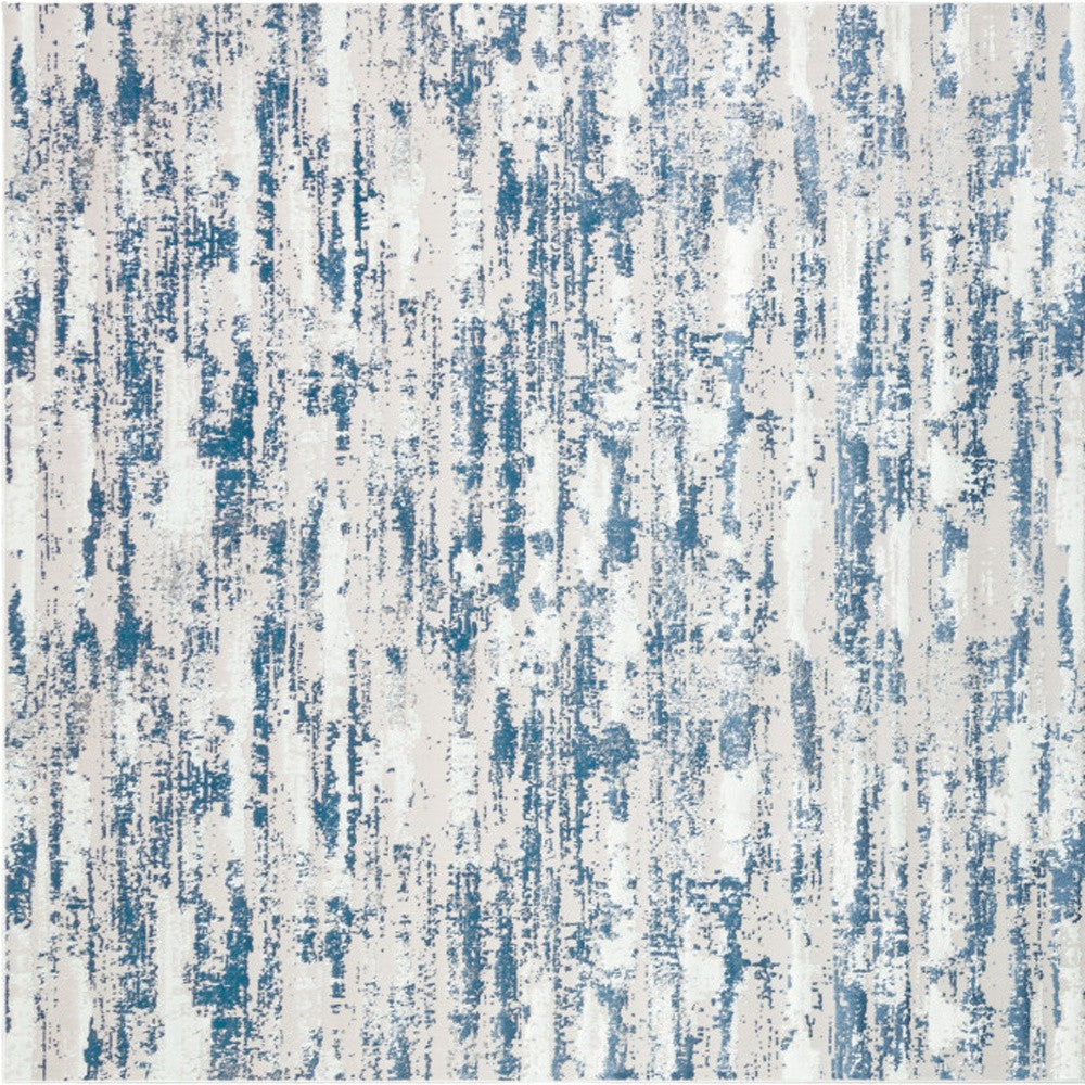 5' x 8' Navy Blue Abstract Washable Non Skid Area Rug