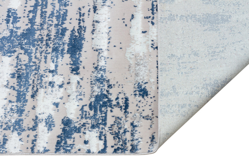 5' x 8' Navy Blue Abstract Washable Non Skid Area Rug