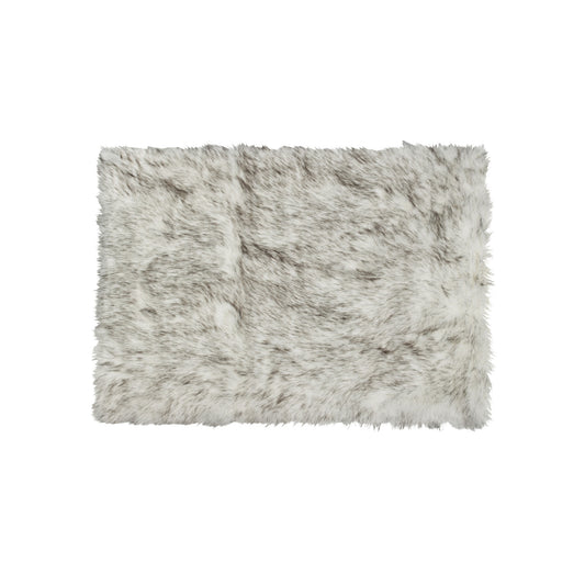 5' x 8' Gray Faux Sheepskin Printed Area Rug