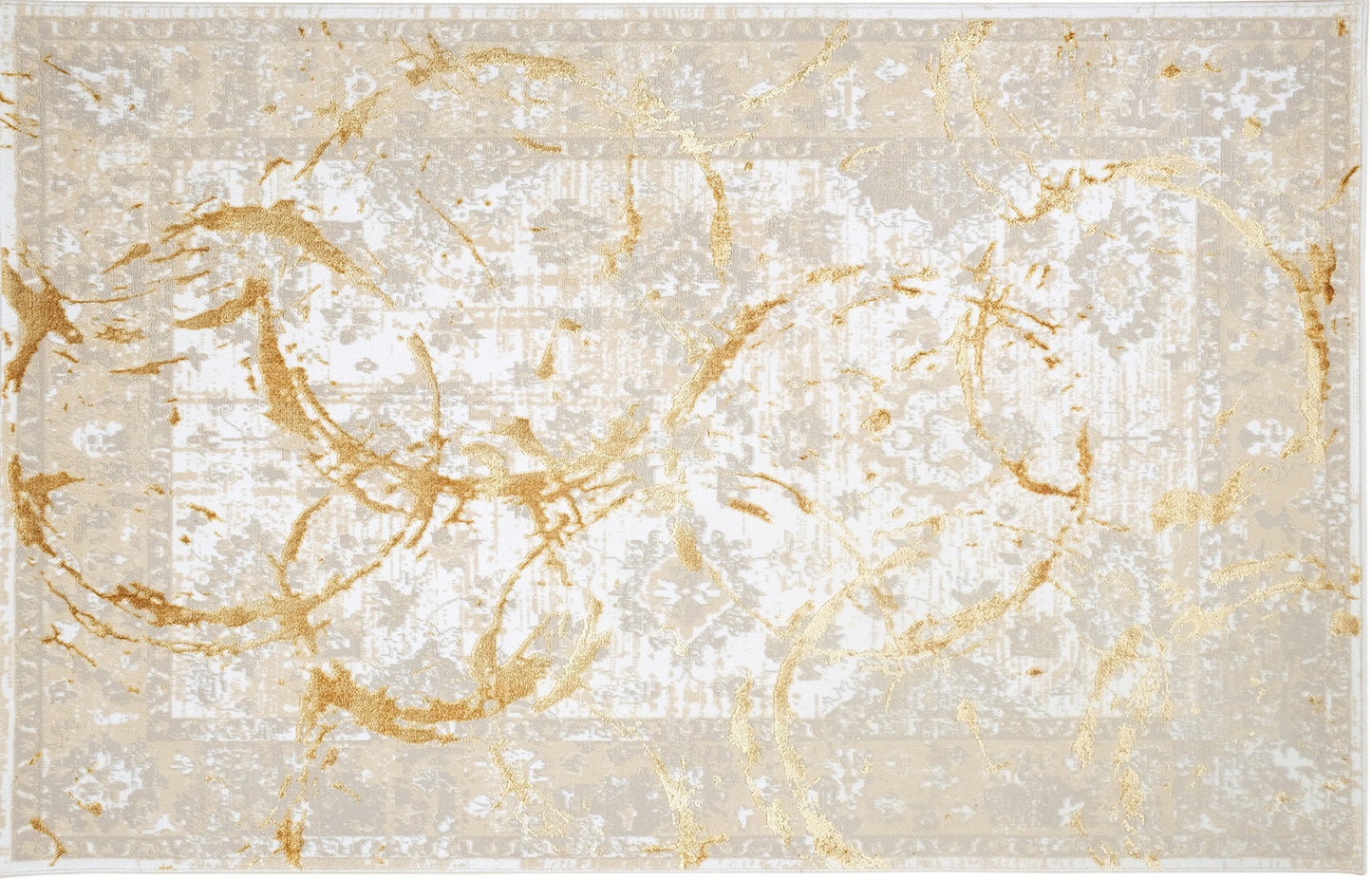 3' X 5' Gold Abstract Area Rug