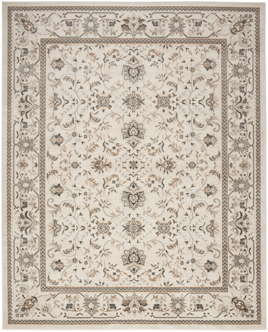 5' x 7' Cream Floral Distressed Area Rug