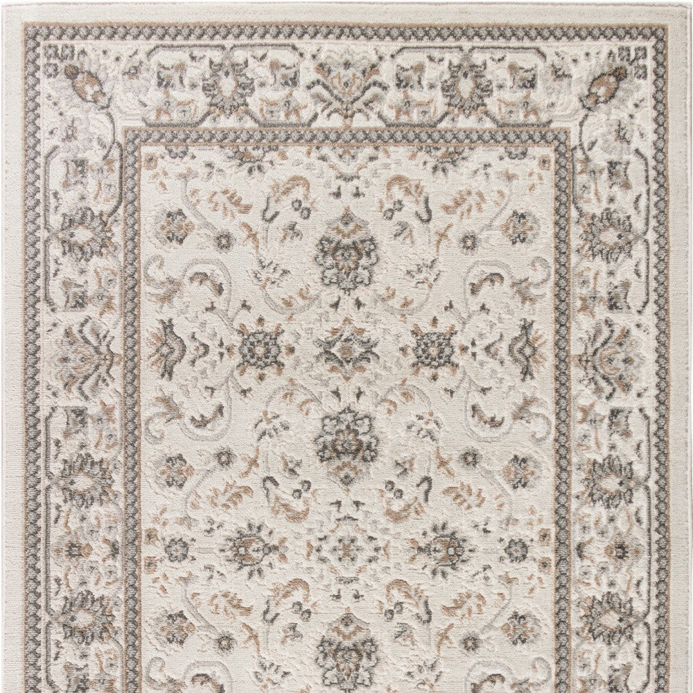 4' x 6' Cream Floral Distressed Area Rug