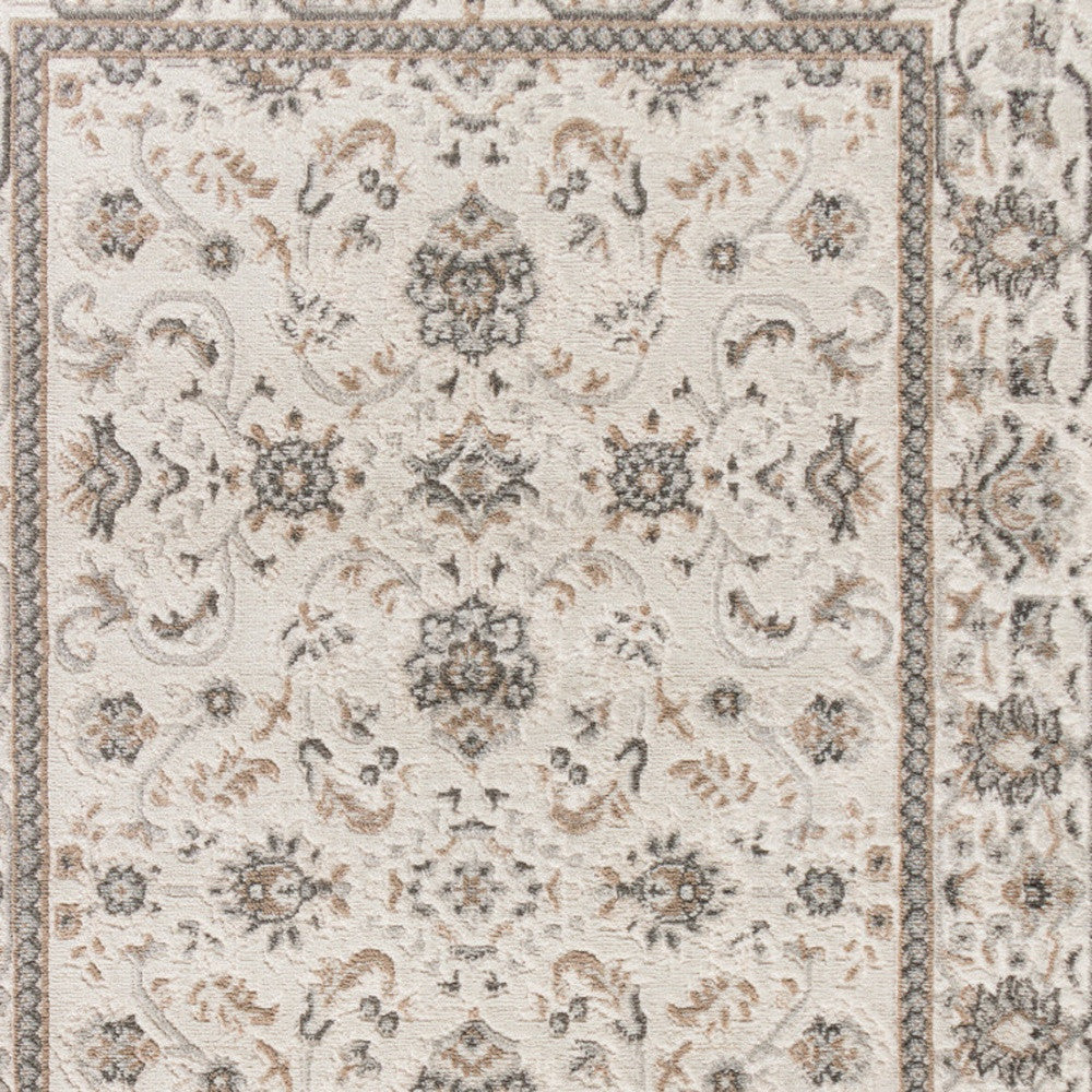 4' x 6' Cream Floral Distressed Area Rug