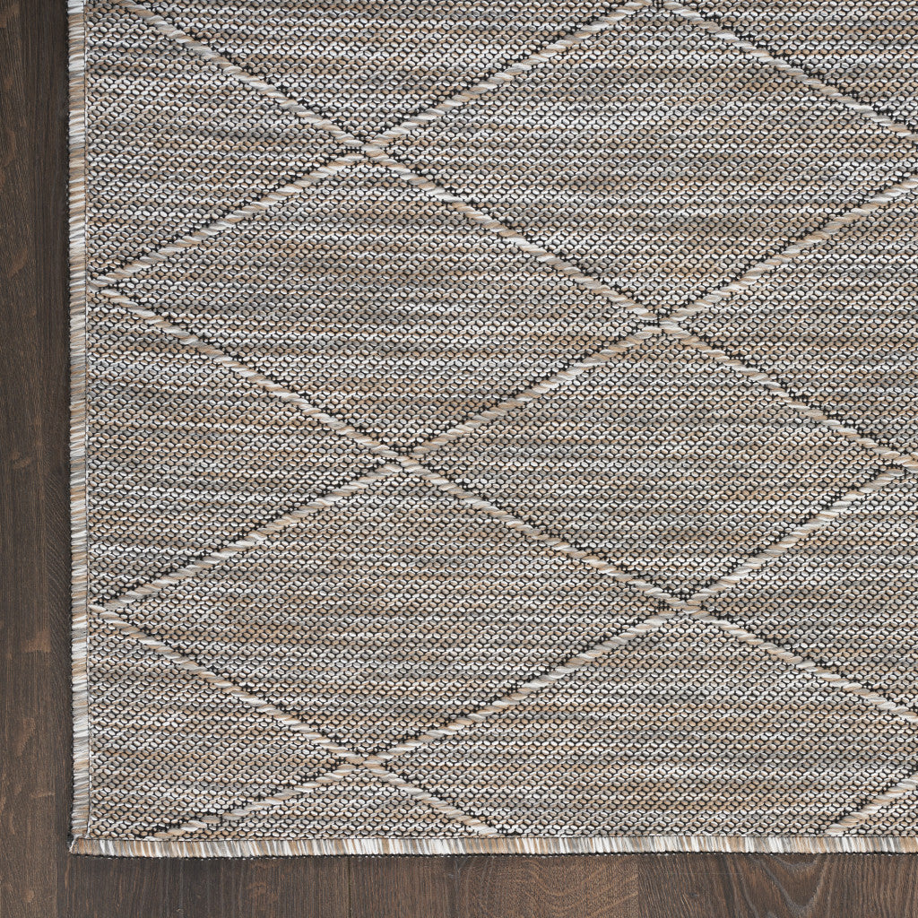 4' x 6' Gray Geometric Power Loom Non Skid Area Rug